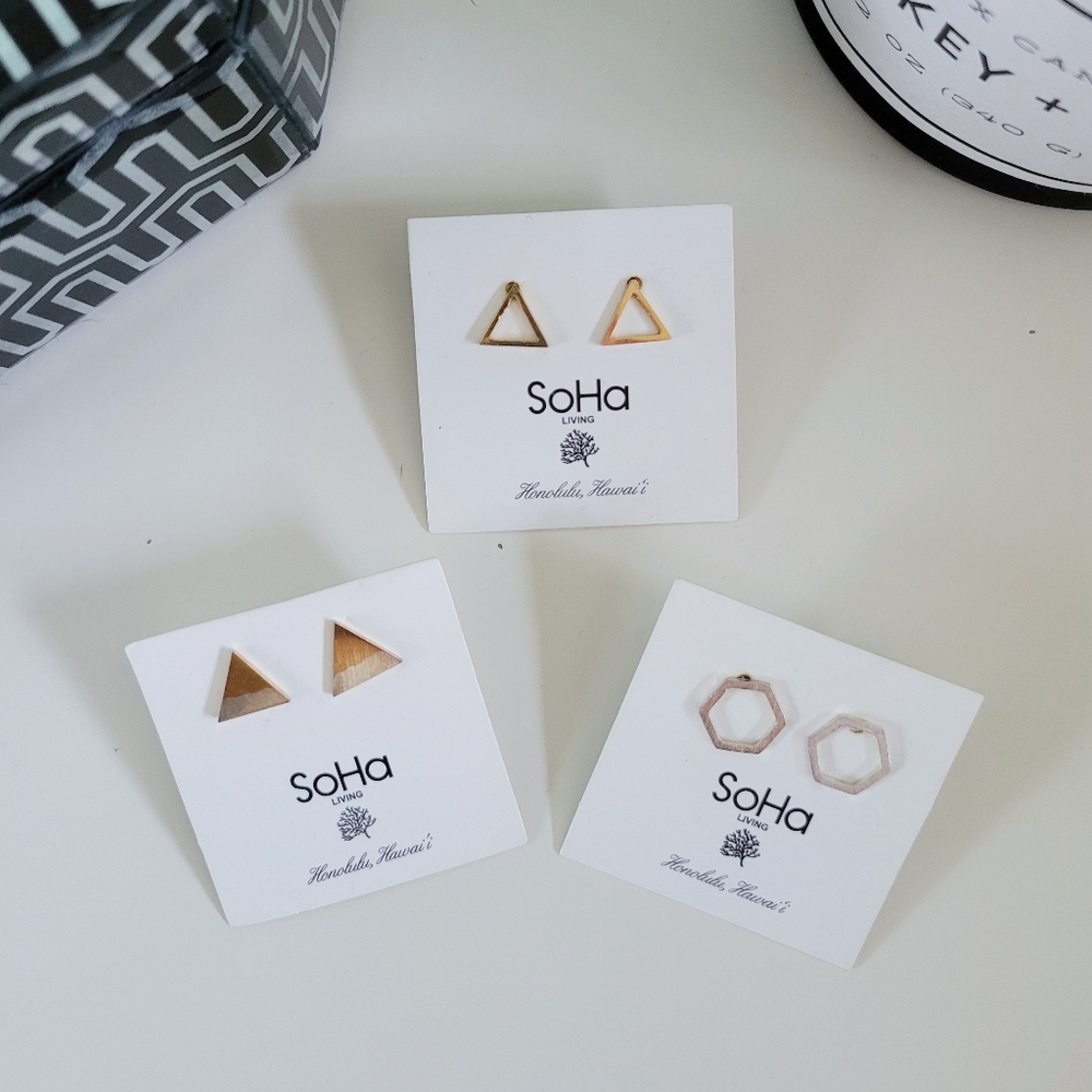 SoHa Living | Set of 3 Small Geometric Post Earrings